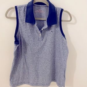 Vineyard Vines Sleeveless ladies polo - faded denim color with blue accents